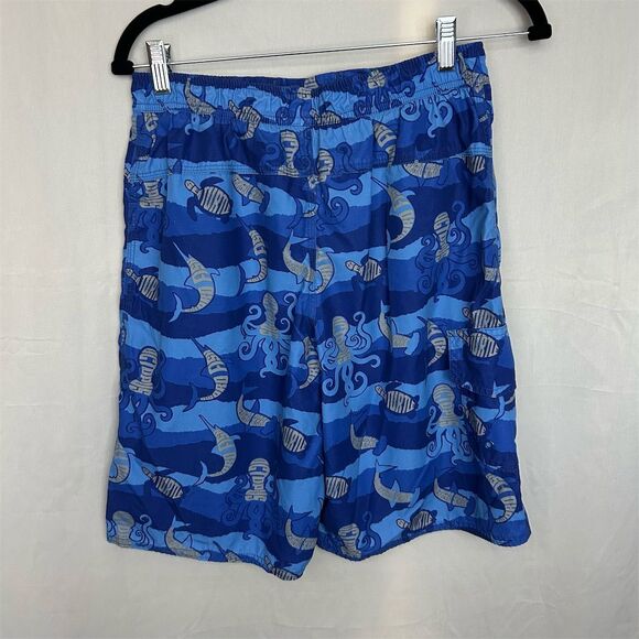 L.L.Bean Big Boys' Blue Sea Creature Print Swim Trunks UV Protection Size 16 - Picture 3 of 7